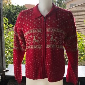 Elizabeth by Liz Claiborne Red and Brown Knit Sweater 3